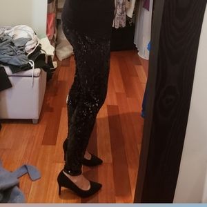 Express black sequin leggings